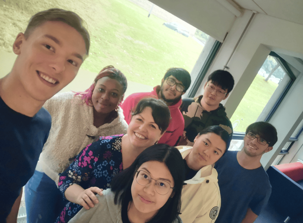 Rebeca Duriga and her students at Lancaster University.