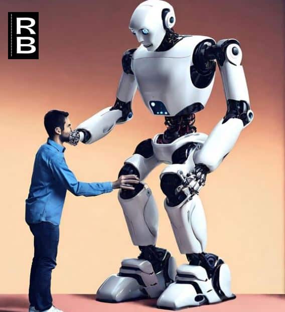 A robot lending a helping hand to a human.