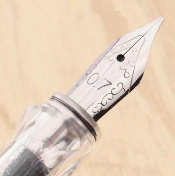 A broad-nibbed fountain pen.
