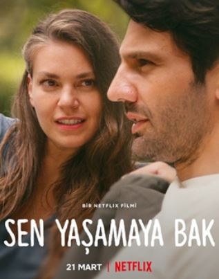 Poster of the Netflix film "In Good Hands," with the woman looking at the man on her left hand side.