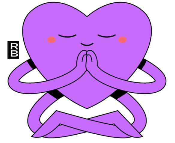 A purple heart meditating.