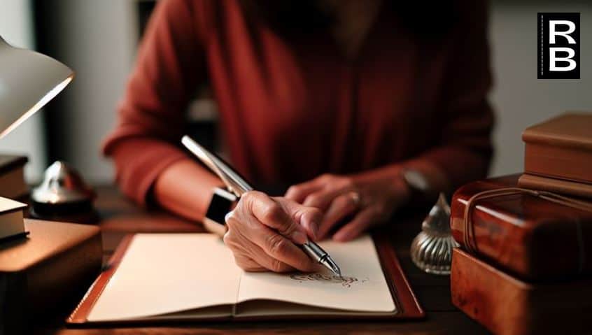 Person about to learn how to improve handwriting as an adult, pen and journal ready.