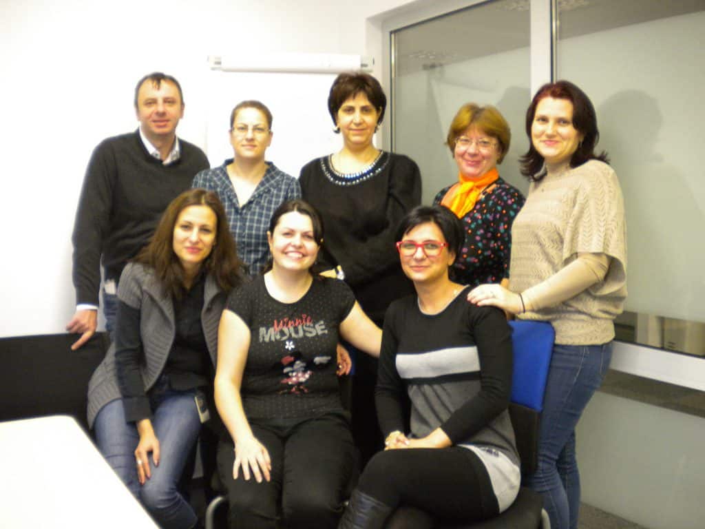 Rebeca Duriga and a group of students in Romania.