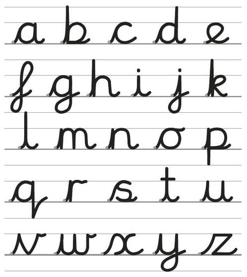 Example of pre-cursive writing.