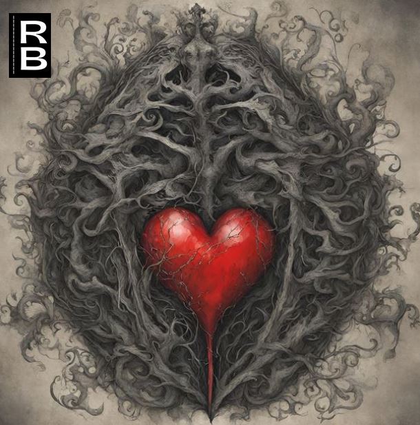 A bright red heart in the middle of a rotting wall. This suggests Edgar Allan Poe's "The Tell-Tale Heart."