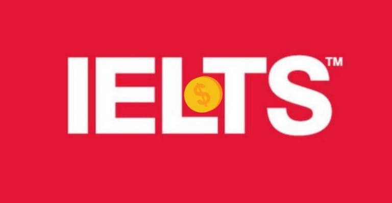 The IELTS exam logo, with the dollar sign on a coin between the letters L and T.