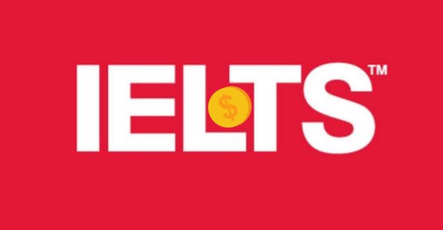 The IELTS exam logo, with the dollar sign on a coin between the letters L and T.
