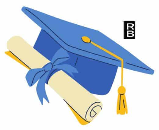 A graduation cap and certificate wrapped in a bow.