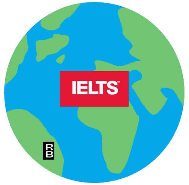 The globe, with the IELTS logo in the middle.