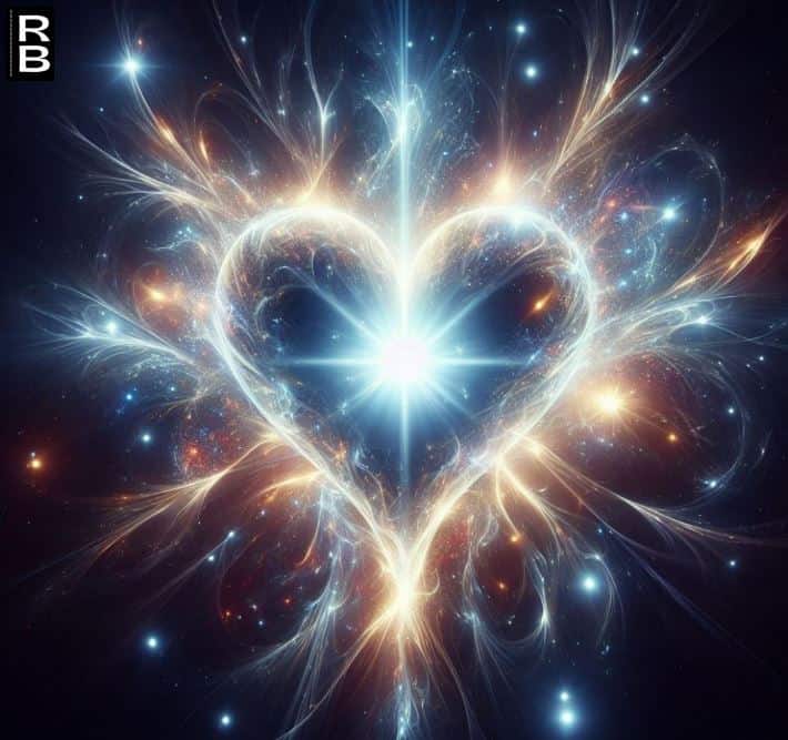 An incredibly bright heart surrounded by darkness.