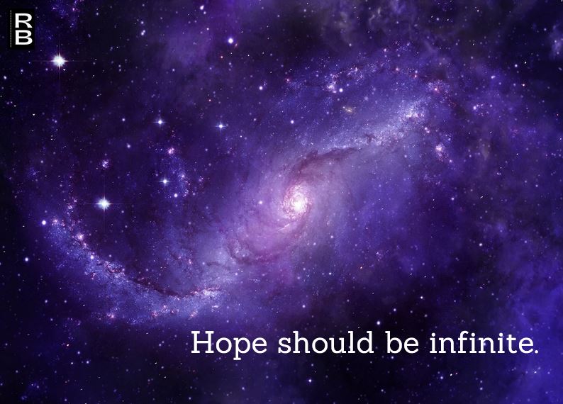 The universe and the message "Hope should be infinite."