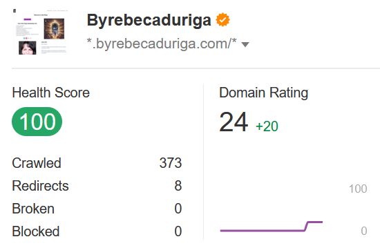 Rebeca Duriga's DR (24) according to Ahrefs
