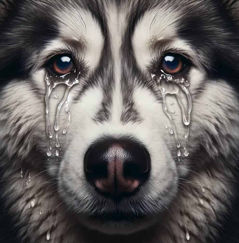 A dog crying.