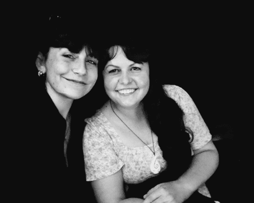 Rebeca Duriga and her friend Gaby at the play "Lamerica"